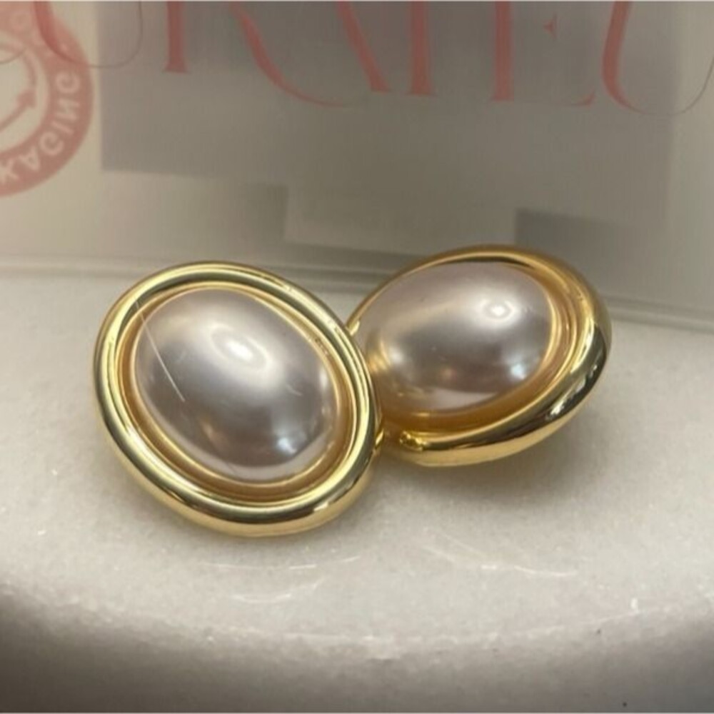 Frasier Sterling x Curateur Pearl Gold Tone Oval Earrings